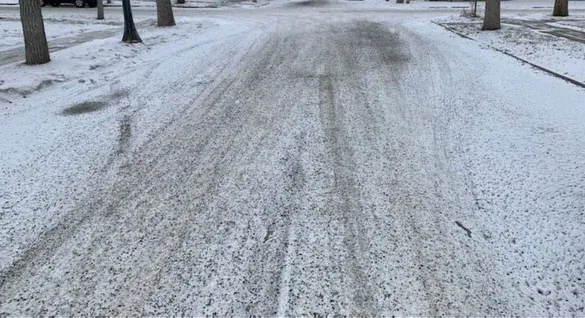 Residential snow clearing Anchorage Alaska - cleared driveway and walkway in snowy neighborhood surrounded by trees and homes winter maintenance